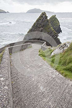 Road Down to Dunquin Harbor with Blasket Island