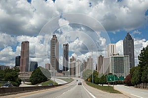 Road into downtown skyline in Atlanta, Georgia, USA