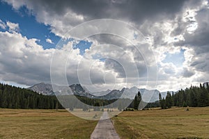 Road and Durmitor mountain range