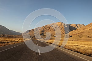 The road in East Azerbaijan Province on sunset, Iran