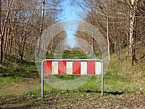 Road End Sign with Red White Stripes