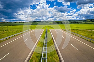 Road ending in the field, blind street. Concept of a difficult, crisis situation with no way out. Idea of depression, deadlock