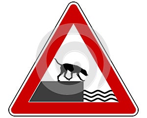 Road ending warning sign for dogs