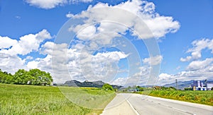 Road and fields in Tona in the Osona region, Barcelona