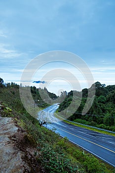 Road and fog on the mountain