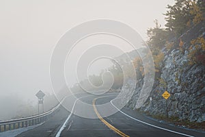 A road in fog, in the Shawangunk Mountains, New York