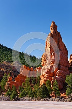 Road at the foot of mountain, Red Canyon, Utah