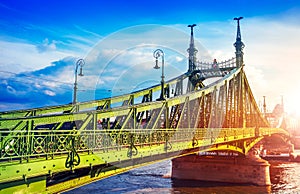 Road at Freedom bridge in Budapest