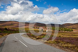 A road full of curves at Spittal of Glenshee in the Scottish Highlands