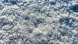 Road with full of ice on a sunny day in winter season in Cappadocia.