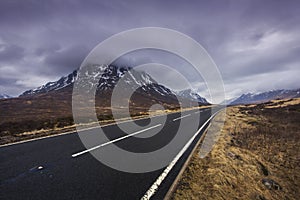 Road through Glencoe, Highlands of Scotland