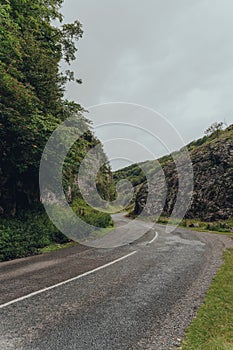 Road going through Cheddar Gorge, Mendip Hills, Somerset, England