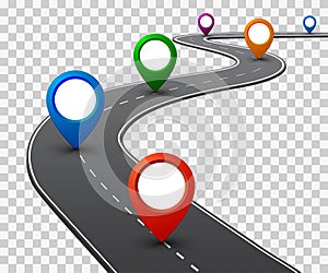 Road with GPS navigation. Car road, street, highway roadmap infographics â€“ vector