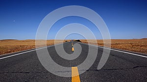 the road through grassland of Inner Mongolia
