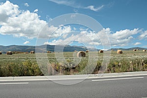 Road and haystack in cerdagne, Pyrenees