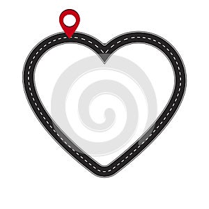 Road heart pins for concept design. Romantic background. Vector illustration design. Stock image