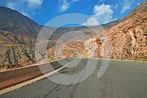 The road of Hejaz Mountains close Taif city in Makkah Province, Saudi Arabia