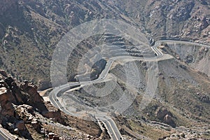 The road of Hejaz Mountains close Taif city in Makkah Province, Saudi Arabia