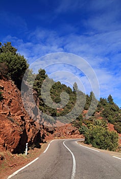 Road through the High Atlas Mountains.