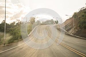 Road Highway around forest Background. Travel in Thailand.