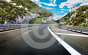 Road or highway between the mountains