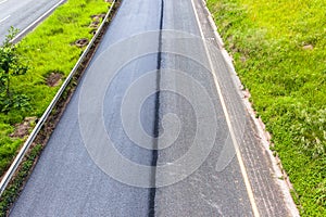 Road Highway New Asphalt Surfacing Overhead Detail