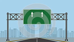 Road highway signs,Green board on road,Vector illustration