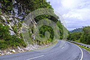 Road through a hilly countryside