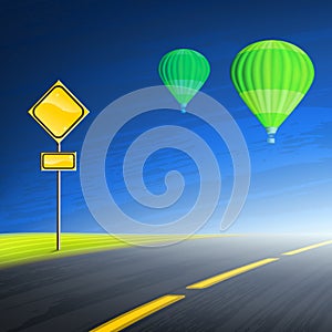 Road and hot air balloons