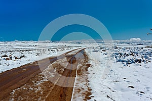 Road with ice and snow photo