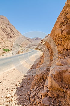 Road through impressive Todra Gorge in the Atlas mountains of Morocco, North Africa