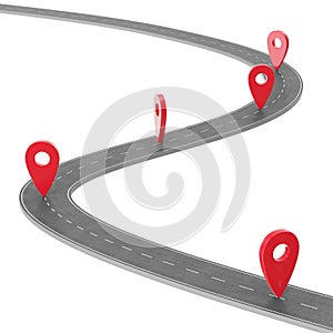 Road infographic with pin pointer. Navigation concept with pin pointer. Map marker pointer on road map. Cartography