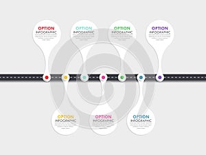 Road infographic template with a phased structure