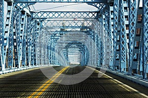 Road inside the John A Roebling suspension bridge in Cincinnati Ohio