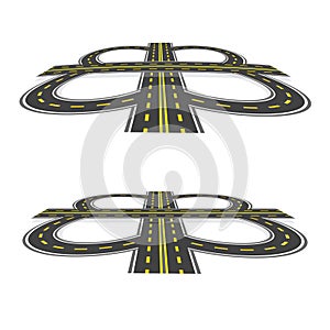 Road interchange. Highway with yellow markings in the perspective. illustration: