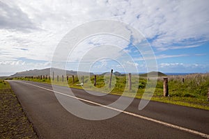 A road in the interior of Easter Island, Chile