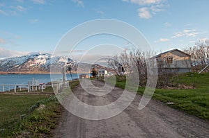 Road on island of Hrisey in Iceland