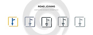 Road joining icon in different style vector illustration. two colored and black road joining vector icons designed in filled,
