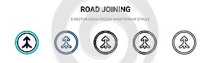 Road joining icon in filled, thin line, outline and stroke style. Vector illustration of two colored and black road joining vector