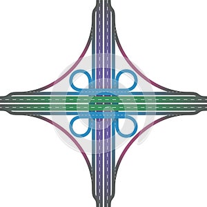 Road Junction Cloverleaf Interchange Colors