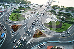 A road junction at evening