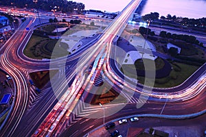 A road junction at evening