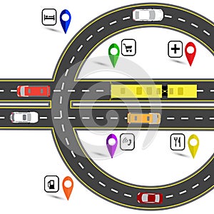 Road junction resembling a euro sign. The path for the navigator. Humorous image. illustration