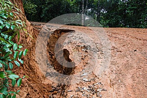 Road landslide damage