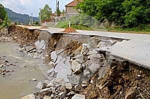 Road landslip