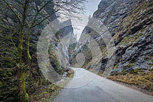 A road leading through a rocky strait