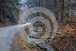 A road leading through a rocky strait