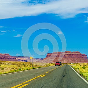 A road leading to Monument Valley