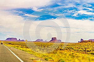 A road leading to Monument Valley