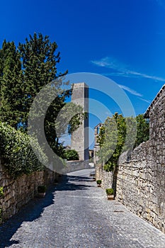 Road Leading to an Old Tower in Tarquinia, Italy
